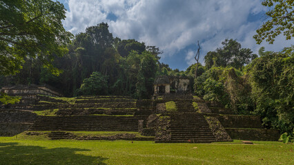 Fototapeta na wymiar Palenque is another one of the places mexico directly invites to visit. Located in the state of Chiapas, the pyramids are found in a jungle not far from dc.