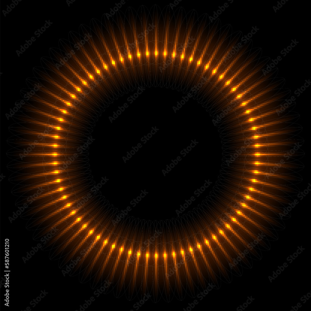Aufkleber solar eclipse with gold fiery flashes on edge vector illustration. abstract golden circle frame of s