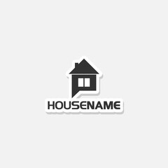 Home and talk logo. House with chat or message symbol  sticker icon