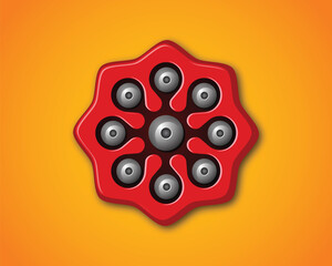 vector illustration of red lotus pod with bunch of seed looks like eyes