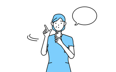 スマホを操作する中年・シニア女性看護師、理学療法士、作業療法士、言語聴覚士、看護助手