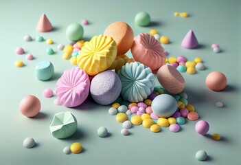 Fototapeta na wymiar Delicious spring-coloured candy. Created with Generative AI
