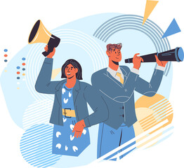 Public Relations PR Agency marketing team. Social Media or SMM promotion strategy.