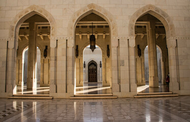 Inside the impressive Sultan Qaboos Grand Mosque, Muscat, Oman