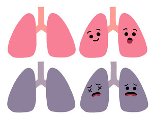Cute Human Organ Lung Anatomy Cartoon Character
