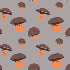 seamless pattern with mushroom, cute drawing, vector graphic design for t-shirt, anime