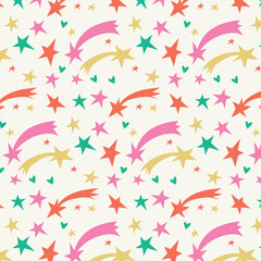 Obraz premium seamless pattern, cute girl drawing, vector graphic design for t-shirt, anime