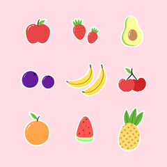 A set of fruit sticker clip art