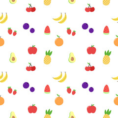 Seamless pattern with fruits on a white background