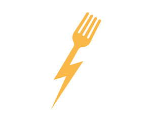 Combination fork and energy symbol logo