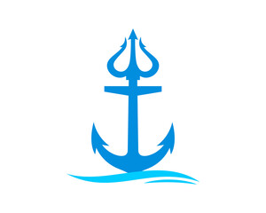 Anchor combination with trident logo - obrazy, fototapety, plakaty