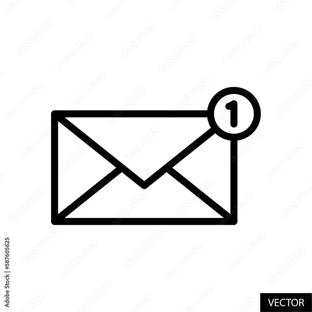 Poster one new message mail, email notification concept vector icon in line style design for website, app, 