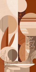 Abstract Boho poster Neutral Tones Generated AI