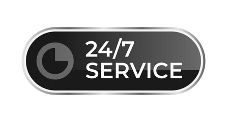 Vector Illustration 24 7 Service Icon. 24-7 open, concept with timer. Banner 24 hours a day open.	
