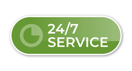 Vector Illustration 24 7 Service Icon. 24-7 open, concept with timer. Banner 24 hours a day open.	
