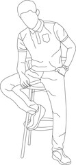 Man sitting on a chair line art with white background, illustration line drawing.
