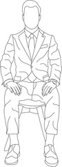 Man sitting on a chair line art with white background, illustration line drawing.
