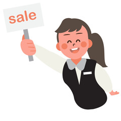 Salesperson with sign