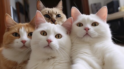 Fototapeta na wymiar Cats taking a selfie. Generative AI