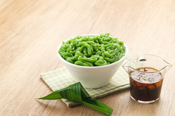 Cendol or Dawet, made from rice flour, tapioca flour and pandan leaf, popular during ramadhan. Indonesian dessert.
