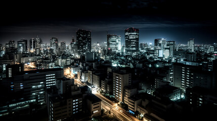 Fototapeta na wymiar Night city view, generative ai