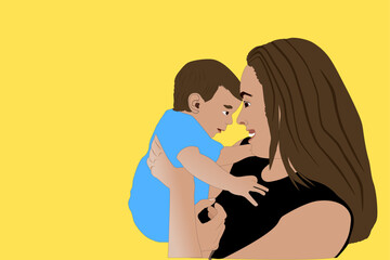 Obraz premium Mother with baby in her arms. Love concept. Mother's day