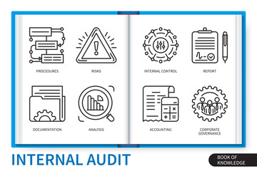 Internal audit infographics linear icons set