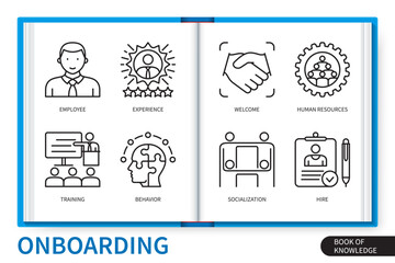Onboarding infographics linear icons collection