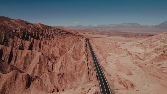 Drone footage Valle de la Luna Moon Valley San Pedro de Atacama Desert Chile