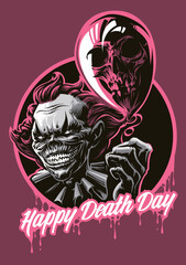 Scary Smiling Clown with Balloon