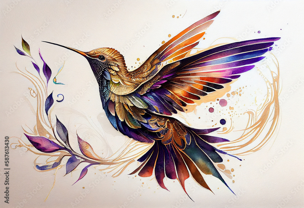 Aufkleber illustration of an abstract bird  Generative AI technology.