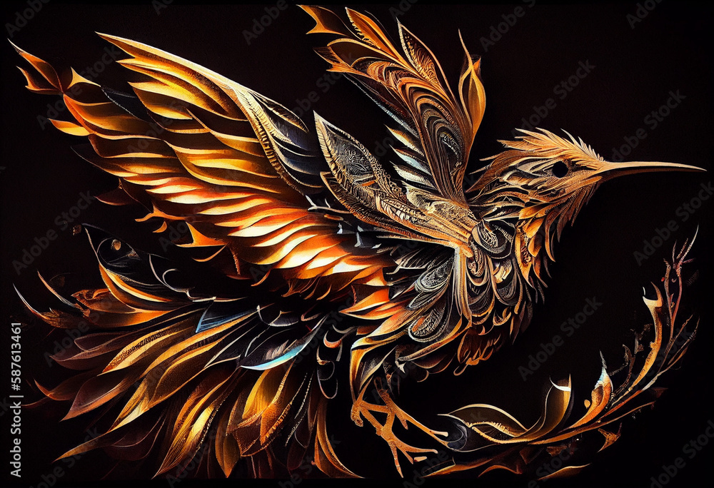 Aufkleber illustration of an abstract bird  Generative AI technology.