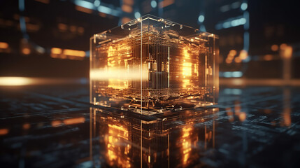 Abstract quantum computing circuit with futuristic design.

Created with generative AI technology and Photoshop.