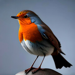 European robin on the stone
