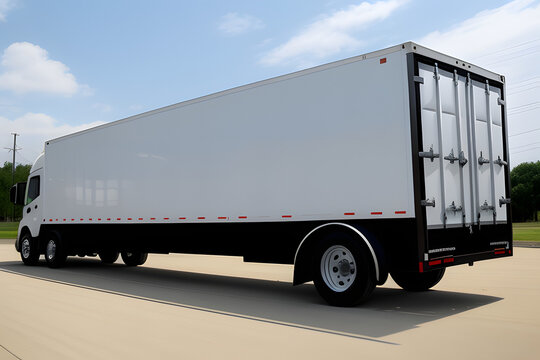 Truck with cargo trailer. Transport, shipping industry.