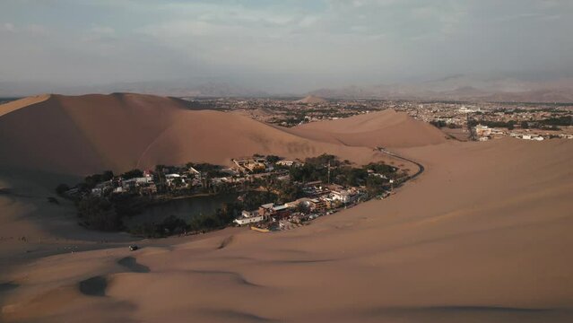 4K Aerial Drone content of desert in Huacachina, Ica, Peru, South America