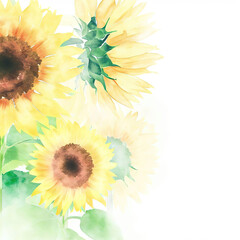 sunflowers in watercolor style blank,bright and vibrant with Generative AI