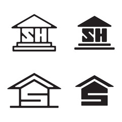 simple elegant housing logo with letters s and h