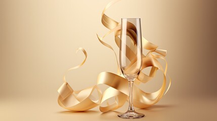 Background with a ribbon design in the shape of a champagne flute - Generative AI - Generative AI