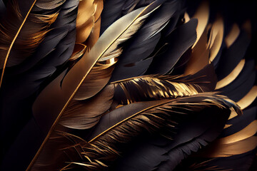 Beautiful Golden Feathers Texture Vintage Background