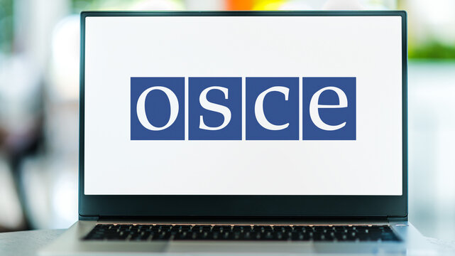 Laptop displaying logo of OSCE