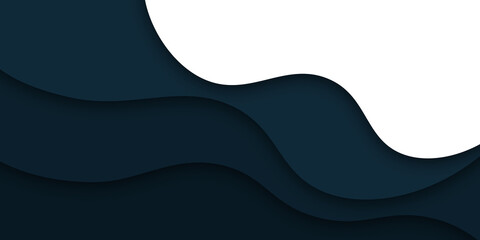 Blue Paper Cut Wave Shapes Curve. Modern Origami Design for Business Presentations, flyers, posters, banner, brochure