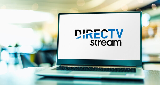 Laptop displaying logo of DirecTV