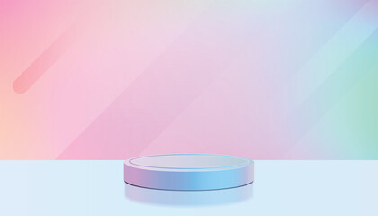 3d background platform , Background vector 3d rendering podium platform, Pink and blue gradient stand show cosmetic product. Stage showcase
