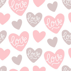 Valentines love hearts vector seamless pattern