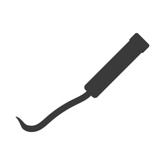 Crochet hook for knitting reinforcement glyph icon isolated on white background.Vector illustration.