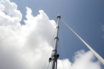 Low Angle View Of Mast Against Cloudy Sky