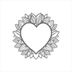 The abstract flowers and leaf in heart shape would be a great design for a coloring book cover.