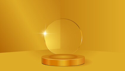 Elegant Gold Display Background with Empty Podium