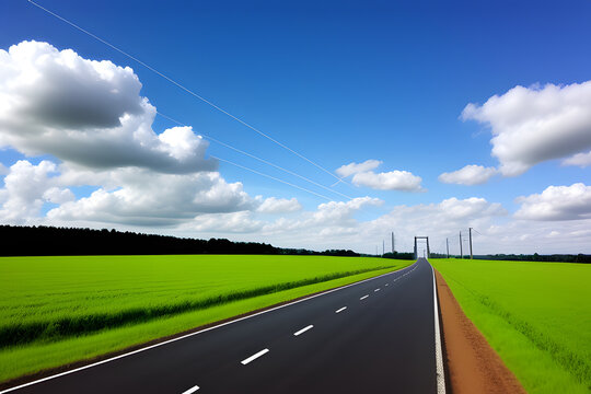 Road By Field Against Sky